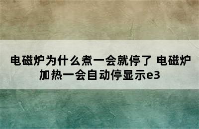 电磁炉为什么煮一会就停了 电磁炉加热一会自动停显示e3